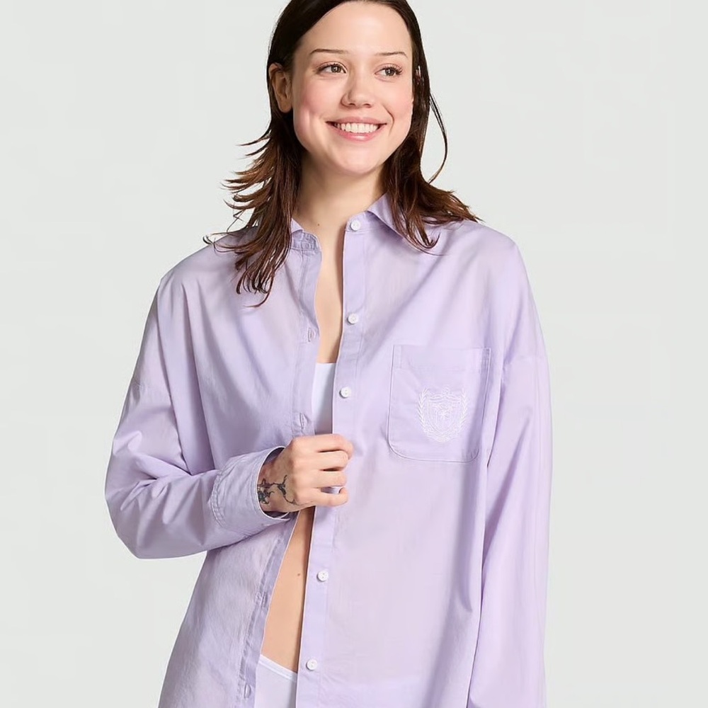 Victoria’s Secret PINK Pastel Lilac Button-Up Shirt